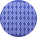 Round Abstract Blue Contemporary Rug, con1045blu