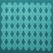 Square Machine Washable Abstract Turquoise Contemporary Area Rugs, wshcon1045turq