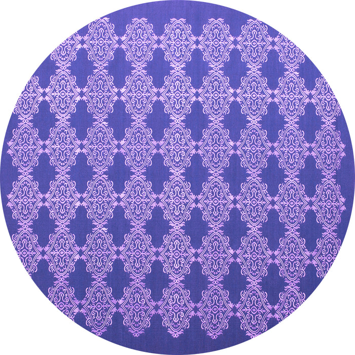Round Abstract Purple Contemporary Rug, con1045pur