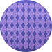 Round Abstract Purple Contemporary Rug, con1045pur