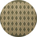 Round Abstract Brown Contemporary Rug, con1045brn