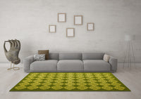 Machine Washable Abstract Yellow Contemporary Rug, wshcon1045yw