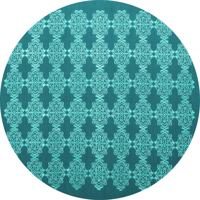 Round Abstract Turquoise Contemporary Rug, con1045turq