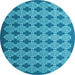 Round Abstract Light Blue Contemporary Rug, con1045lblu