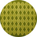 Round Machine Washable Abstract Yellow Contemporary Rug, wshcon1045yw