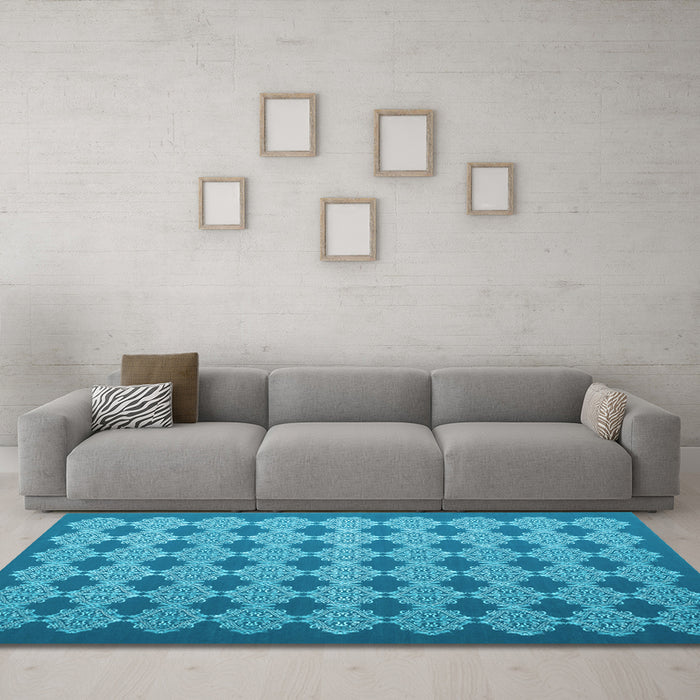 Machine Washable Abstract Light Blue Contemporary Rug in a Living Room, wshcon1045lblu