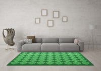 Machine Washable Abstract Green Contemporary Rug, wshcon1045grn