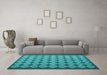 Machine Washable Abstract Turquoise Contemporary Area Rugs in a Living Room,, wshcon1045turq