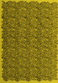 Abstract Yellow Contemporary Rug, con1046yw