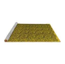 Sideview of Machine Washable Abstract Yellow Contemporary Rug, wshcon1046yw