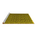 Sideview of Machine Washable Abstract Yellow Contemporary Rug, wshcon1046yw