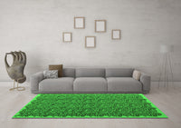 Machine Washable Abstract Green Contemporary Rug, wshcon1046grn