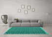 Machine Washable Abstract Turquoise Contemporary Area Rugs in a Living Room,, wshcon1046turq