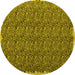 Round Abstract Yellow Contemporary Rug, con1046yw