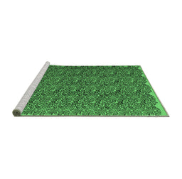 Sideview of Machine Washable Abstract Emerald Green Contemporary Area Rugs, wshcon1046emgrn