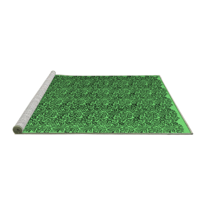 Sideview of Machine Washable Abstract Emerald Green Contemporary Area Rugs, wshcon1046emgrn