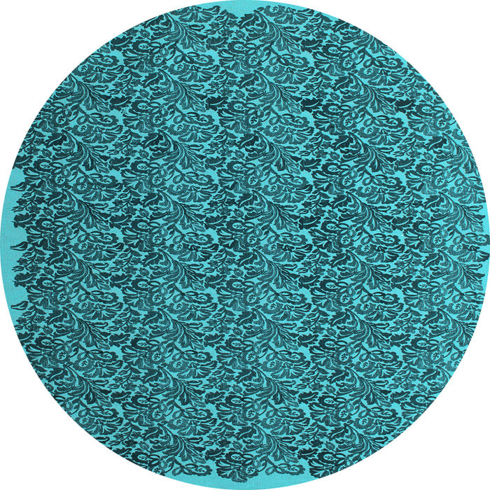 Round Abstract Light Blue Contemporary Rug, con1046lblu