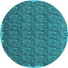 Round Abstract Light Blue Contemporary Rug, con1046lblu