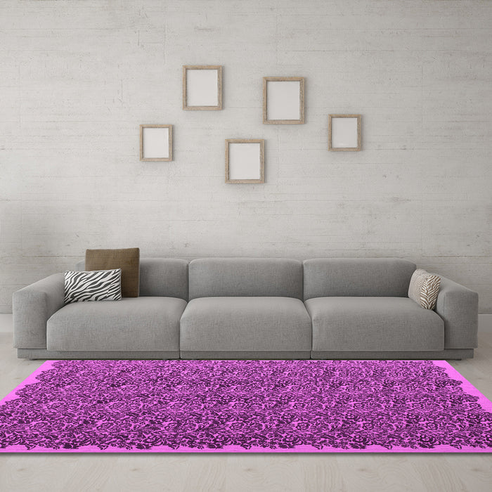 Machine Washable Abstract Pink Contemporary Rug in a Living Room, wshcon1046pnk