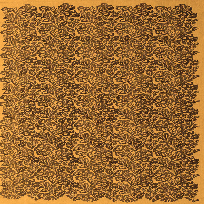 Round Machine Washable Abstract Orange Contemporary Area Rugs, wshcon1046org