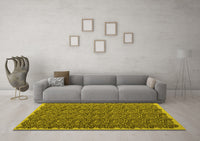 Machine Washable Abstract Yellow Contemporary Rug, wshcon1046yw