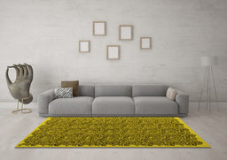 Machine Washable Abstract Yellow Contemporary Rug in a Living Room, wshcon1046yw