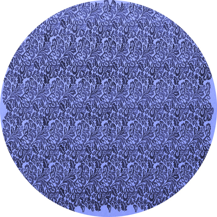 Round Abstract Blue Contemporary Rug, con1046blu
