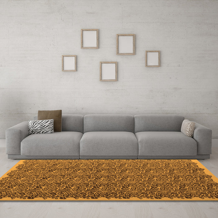 Machine Washable Abstract Orange Contemporary Area Rugs in a Living Room, wshcon1046org