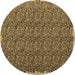 Round Abstract Brown Contemporary Rug, con1046brn