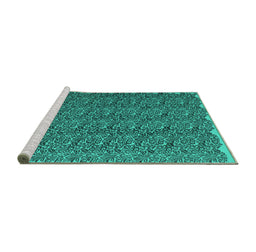 Sideview of Machine Washable Abstract Turquoise Contemporary Area Rugs, wshcon1046turq