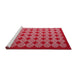 Serging Thickness of Machine Washable Contemporary Red Rug, wshcon1047