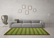 Machine Washable Abstract Green Contemporary Area Rugs in a Living Room,, wshcon1047grn