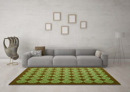 Machine Washable Abstract Green Contemporary Area Rugs in a Living Room,, wshcon1047grn
