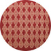 Round Machine Washable Abstract Brown Contemporary Rug, wshcon1047brn