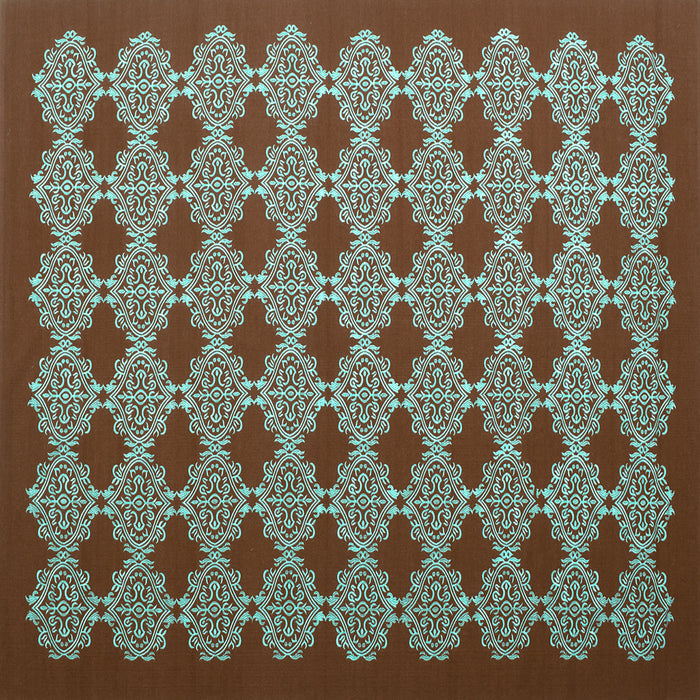 Square Abstract Turquoise Contemporary Rug, con1047turq