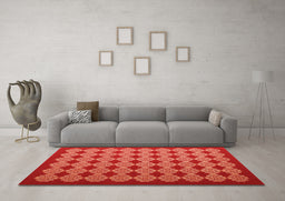 Machine Washable Abstract Orange Contemporary Area Rugs in a Living Room, wshcon1047org
