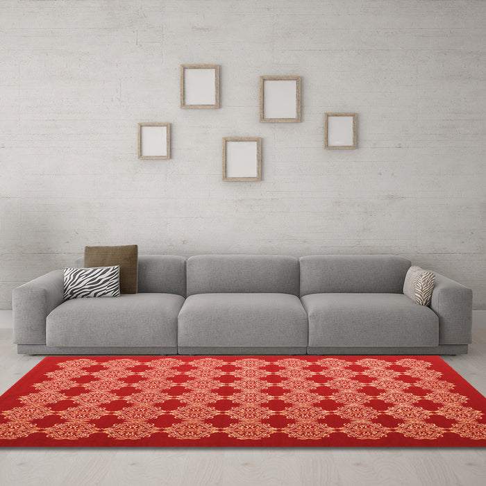 Machine Washable Abstract Orange Contemporary Area Rugs in a Living Room, wshcon1047org