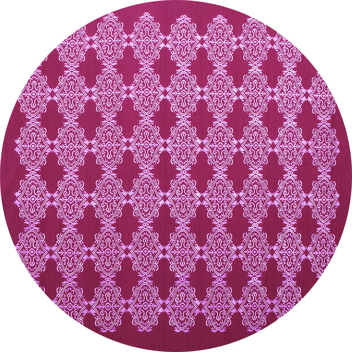 Round Machine Washable Abstract Purple Contemporary Area Rugs, wshcon1047pur