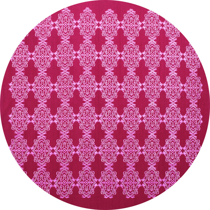 Round Abstract Pink Contemporary Rug, con1047pnk