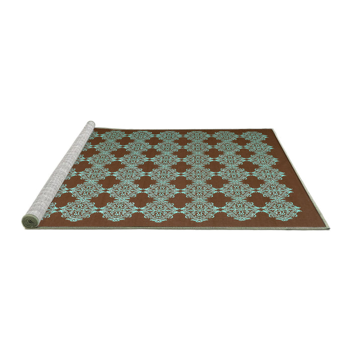 Sideview of Machine Washable Abstract Turquoise Contemporary Area Rugs, wshcon1047turq
