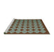 Sideview of Machine Washable Abstract Turquoise Contemporary Area Rugs, wshcon1047turq