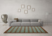 Machine Washable Abstract Turquoise Contemporary Area Rugs in a Living Room,, wshcon1047turq