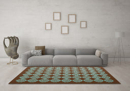 Machine Washable Abstract Turquoise Contemporary Area Rugs in a Living Room,, wshcon1047turq