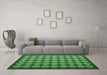 Machine Washable Abstract Emerald Green Contemporary Area Rugs in a Living Room,, wshcon1047emgrn