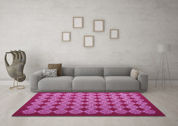 Machine Washable Abstract Purple Contemporary Area Rugs in a Living Room, wshcon1047pur