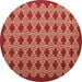 Round Abstract Brown Contemporary Rug, con1047brn