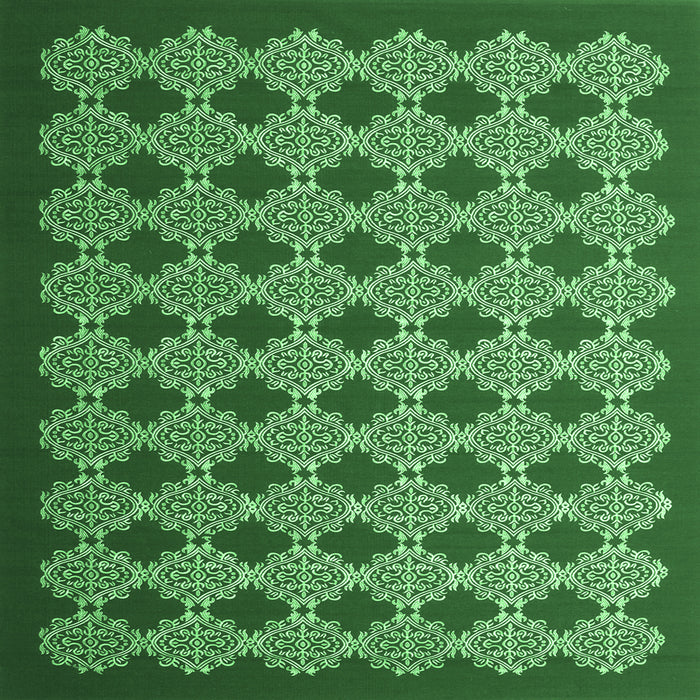 Square Machine Washable Abstract Emerald Green Contemporary Area Rugs, wshcon1047emgrn