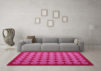 Machine Washable Abstract Pink Contemporary Rug, wshcon1047pnk