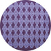 Round Machine Washable Abstract Blue Contemporary Rug, wshcon1047blu