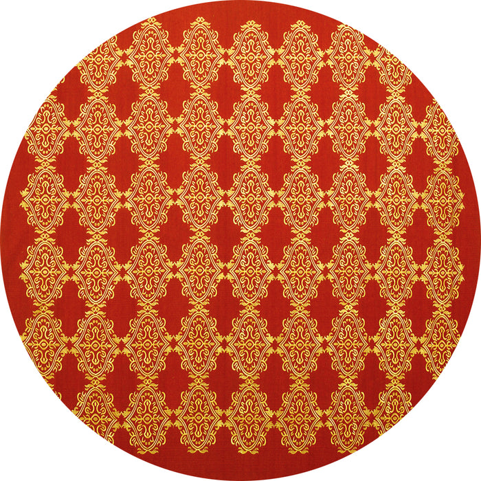 Round Abstract Yellow Contemporary Rug, con1047yw